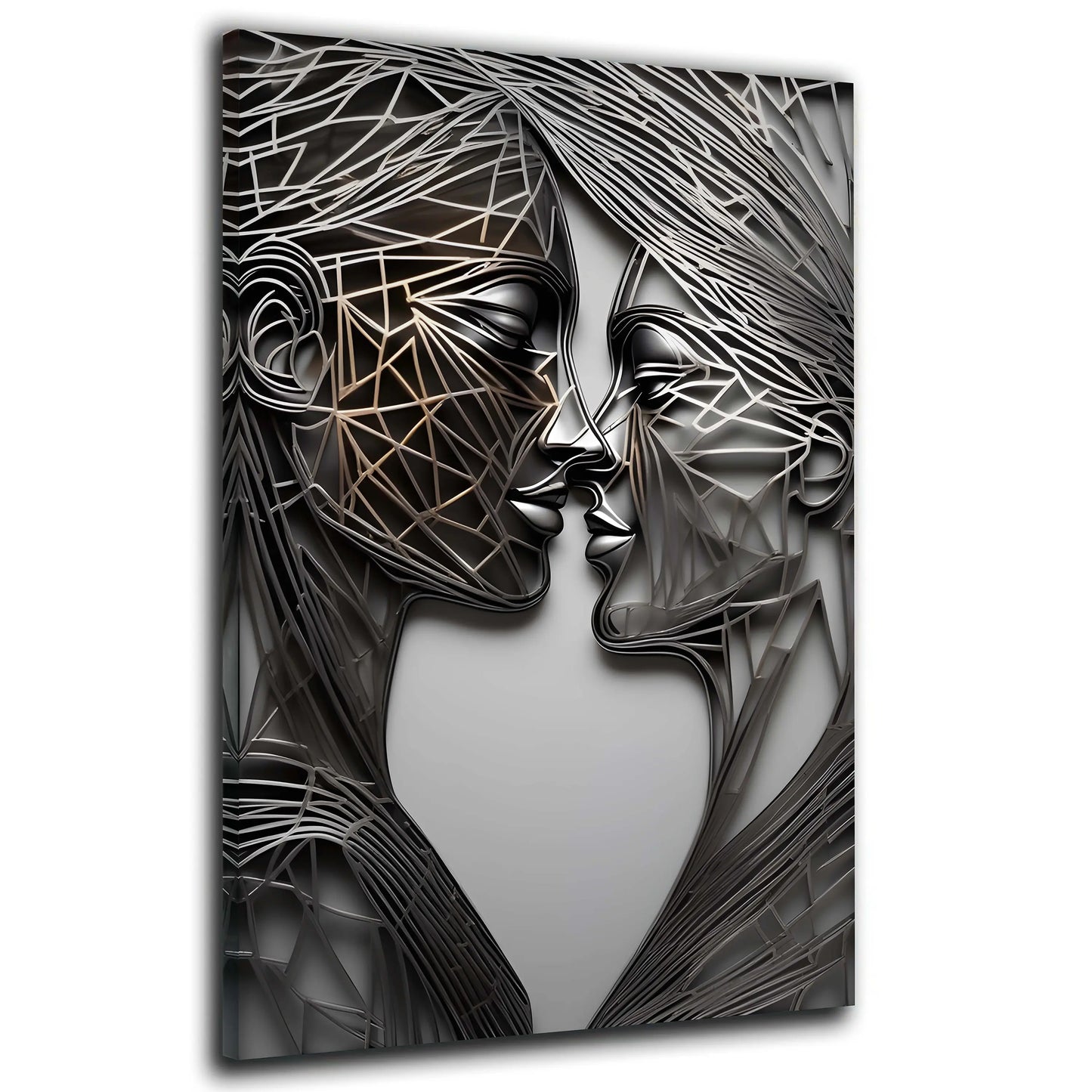 Quadro moderno bacio figure 3D in metallo
