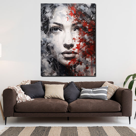 Quadro moderno bella donna viso in bianco e nero