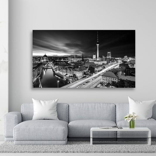 Quadro moderno bellissimo Berlino Skyline schwarz weiss