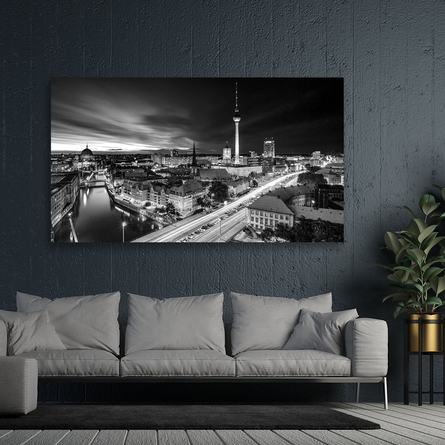 Quadro moderno bellissimo Berlino Skyline schwarz weiss