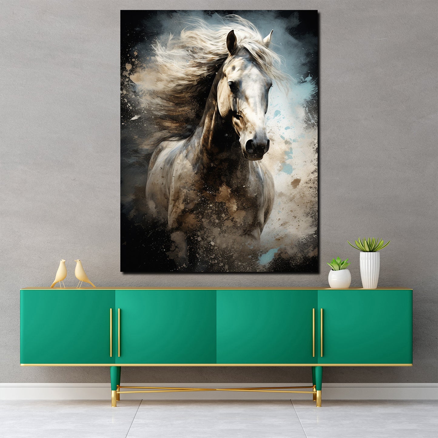 Quadro moderno bellissimo cavallo bianco