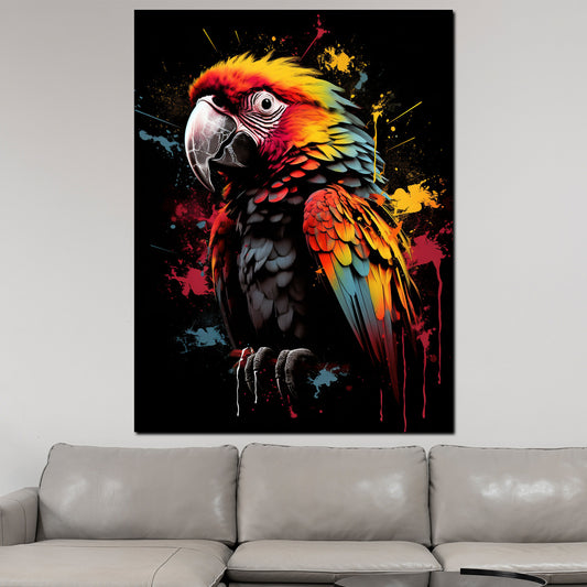 Quadro moderno bellissimo pappagallo colorato dark style