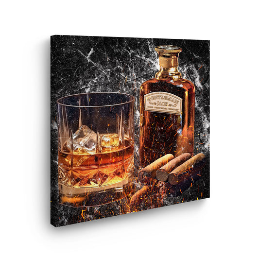 Quadro moderno bicchiere di whisky stile astratto Jack