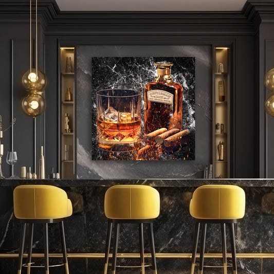 Quadro moderno bicchiere di whisky stile astratto Jack