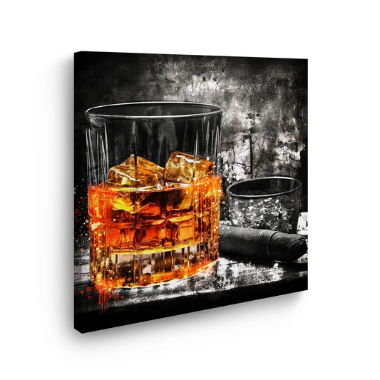 Quadro moderno bicchiere di whisky stile astratto