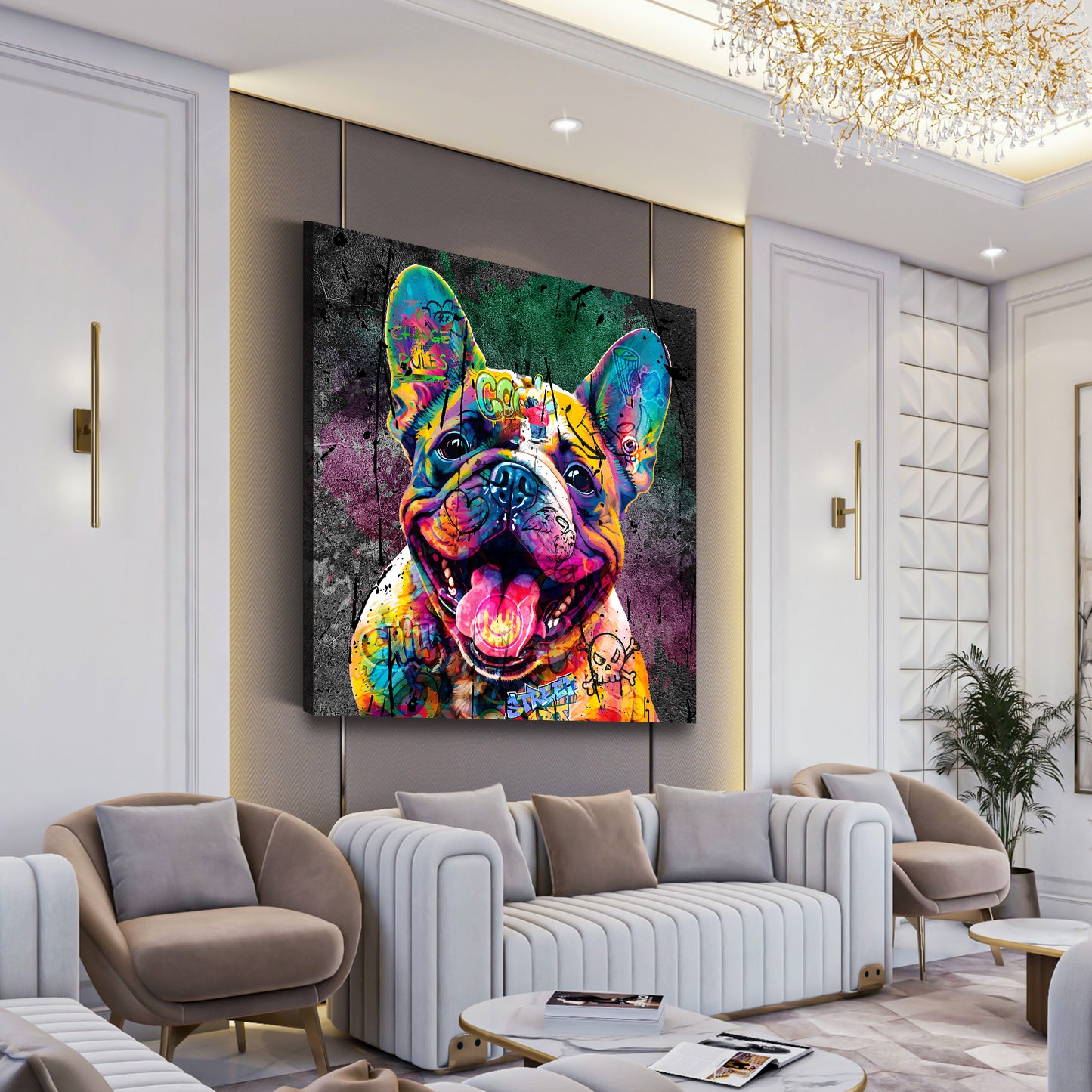 Quadro moderno cane Bulldog Graffiti Street Art Style