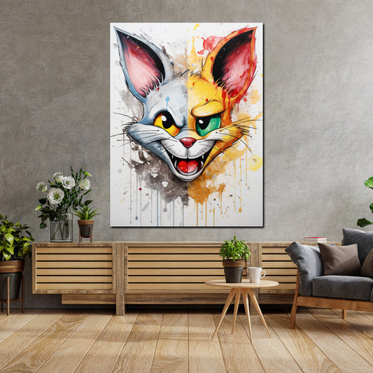 Quadro moderno comic gatto Faces Pop Art