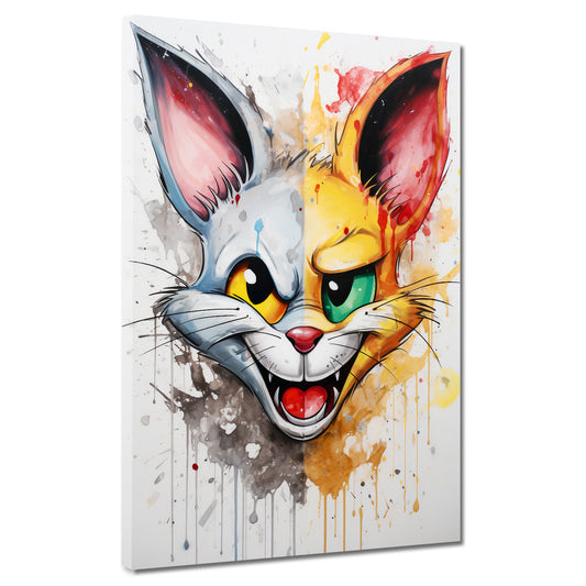 Quadro moderno comic gatto Faces Pop Art