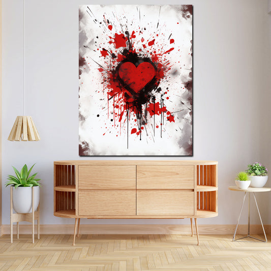 Quadro moderno cuore arte astratta splash style