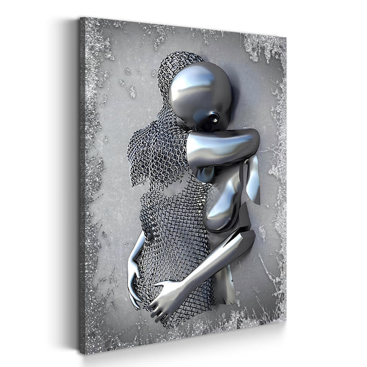 Quadro moderno figure astratte in metallo 3D arte da parete in metallo stile argento