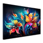 Quadro moderno fiori astratti luminosi dark mode