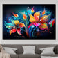 Quadro moderno fiori astratti luminosi dark mode