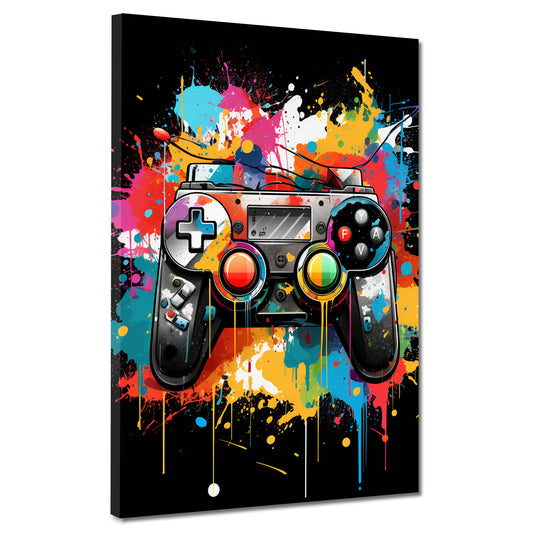 Quadro moderno gamepad controller pop art splash