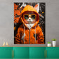 Quadro moderno gatto con giacca e occhiali da sole pop art