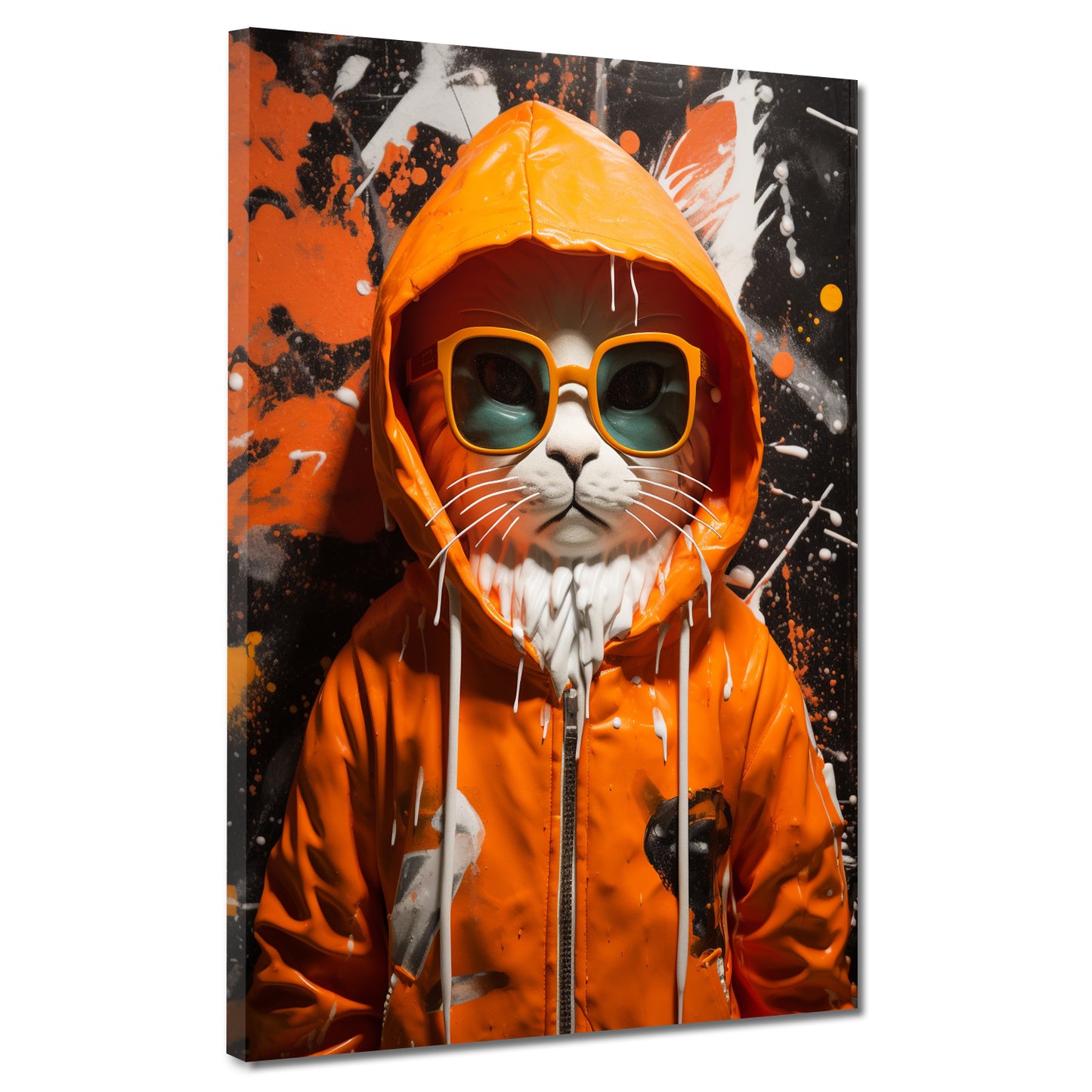 Quadro moderno gatto con giacca e occhiali da sole pop art