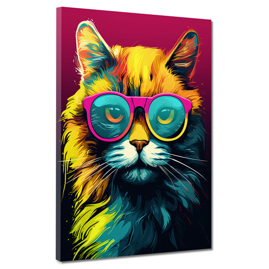 Quadro moderno gatto cool cat con occhiali da sole pop art