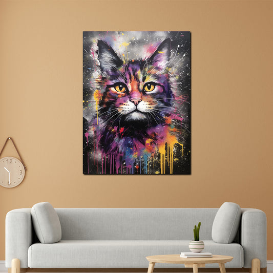 Quadro moderno gatto pop art splash