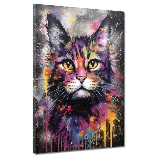 Quadro moderno gatto pop art splash