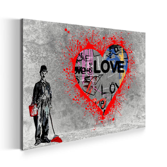 Quadro moderno graffiti cuore rosso street art