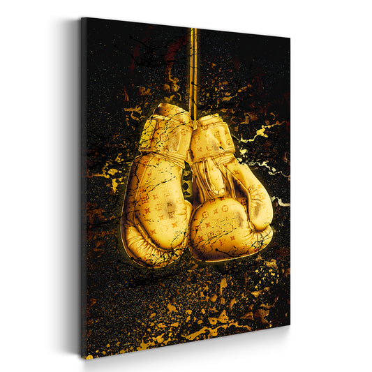 Quadro moderno guantoni da boxe Abstract Gold Style