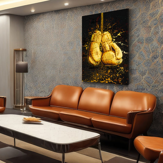 Quadro moderno guantoni da boxe Abstract Gold Style