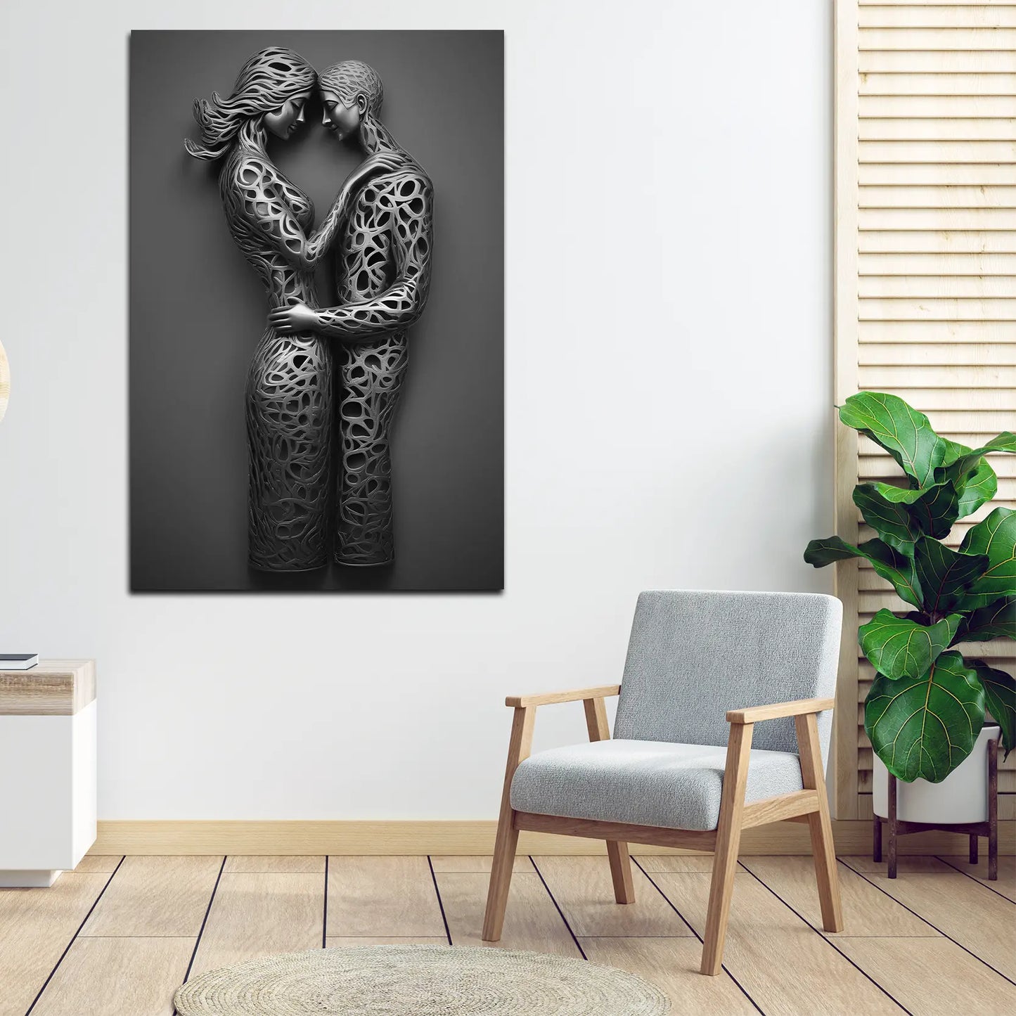 Quadro moderno love figure 3D in metallo