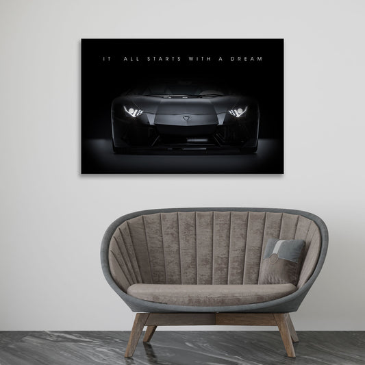 Quadro moderno motivazione lambo stile bianco e nero