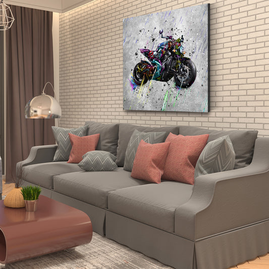 Quadro moderno Harley moto Street Art Graffiti Grey Style