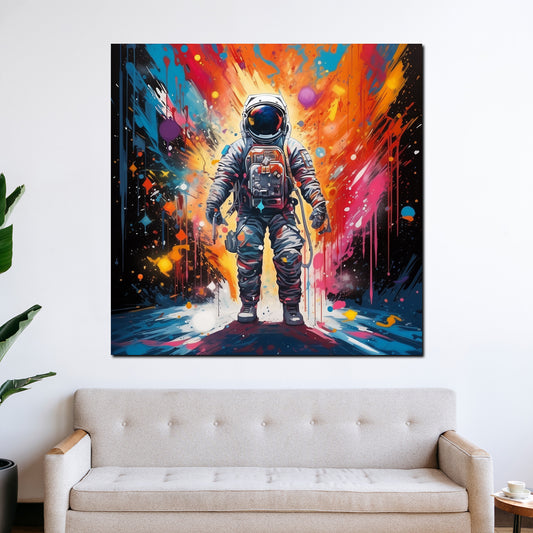 Quadro moderno pop art astronauta shining colour splash