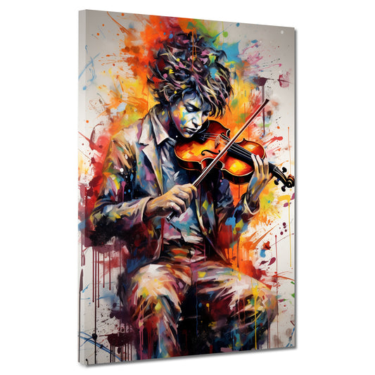 Quadro moderno pop art ragazzo con violino musica