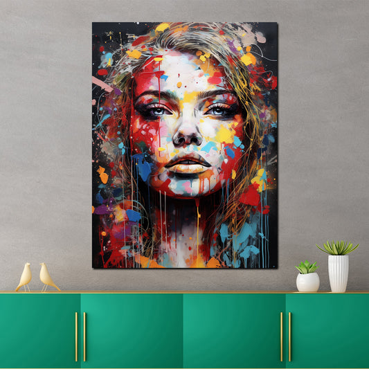 Quadro moderno pop art splash cool girl color style