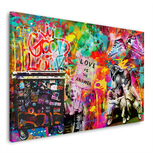 Quadro moderno pop street art kids Love is the Answer Graffiti Style