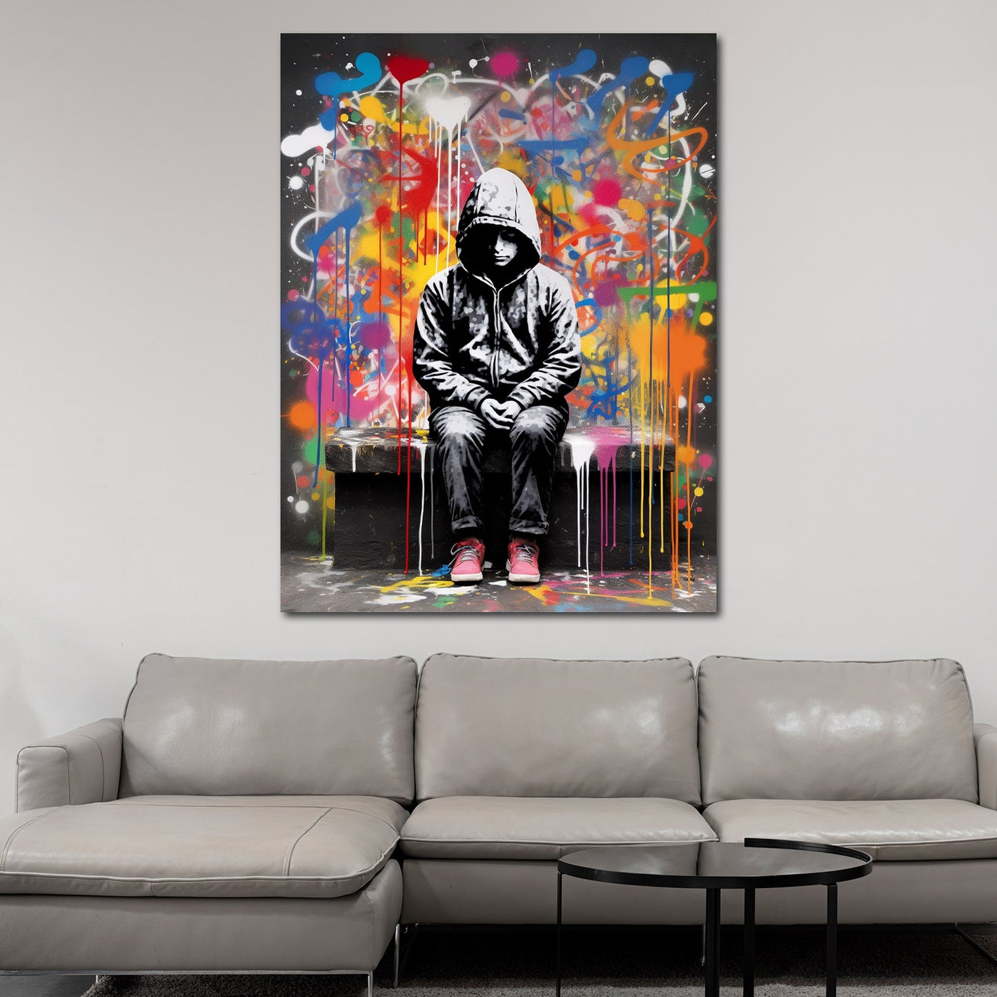 Quadro moderno ragazzo seduto Abstract Street Art