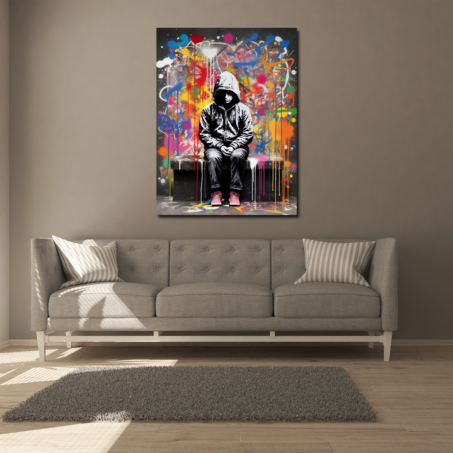 Quadro moderno ragazzo seduto Abstract Street Art