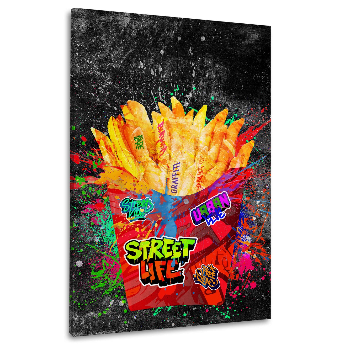 Quadro moderno street art patatine fritte graffiti pop art