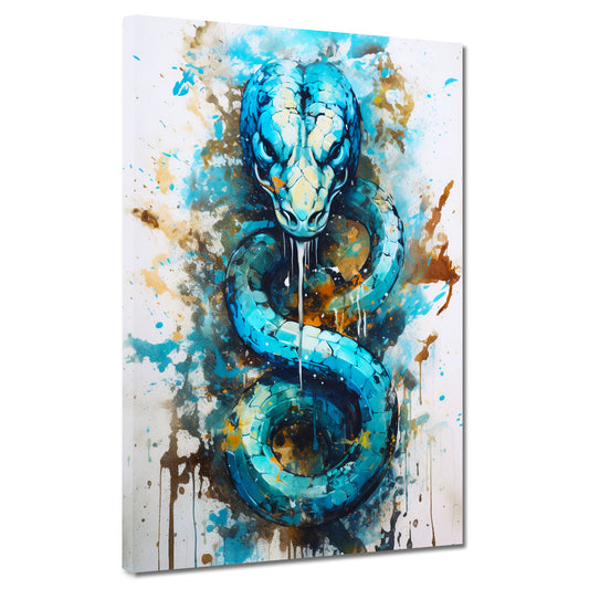 Quadro moderno street art serpente blue art