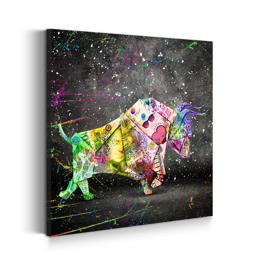 Quadro moderno toro a banconote Graffiti Street Art Style