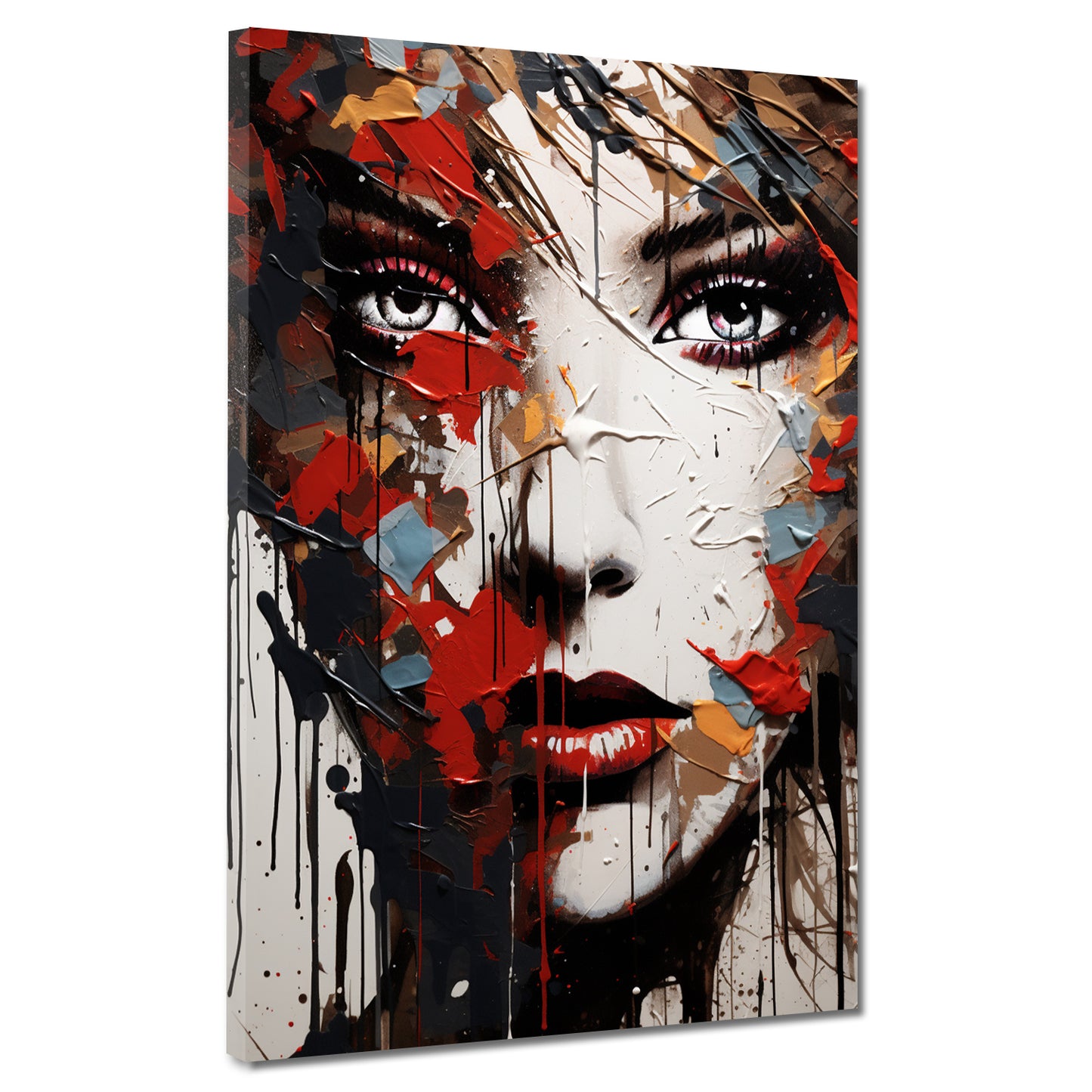 Quadro moderno volto femminile astratto red Style