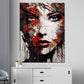 Quadro moderno volto femminile astratto red Style