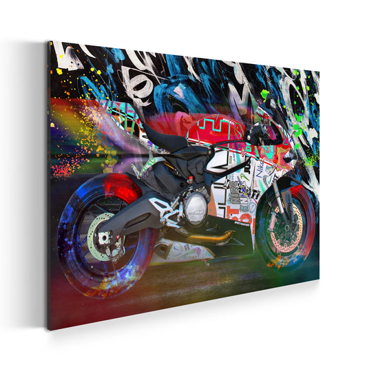 Quadro moderno moto rossa e bianca stile graffiti