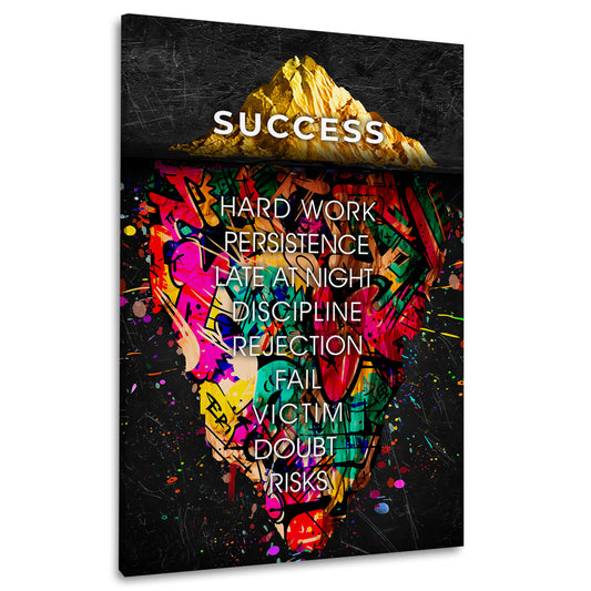 Quadro motivazione successo e disciplina Street Art Iceberg