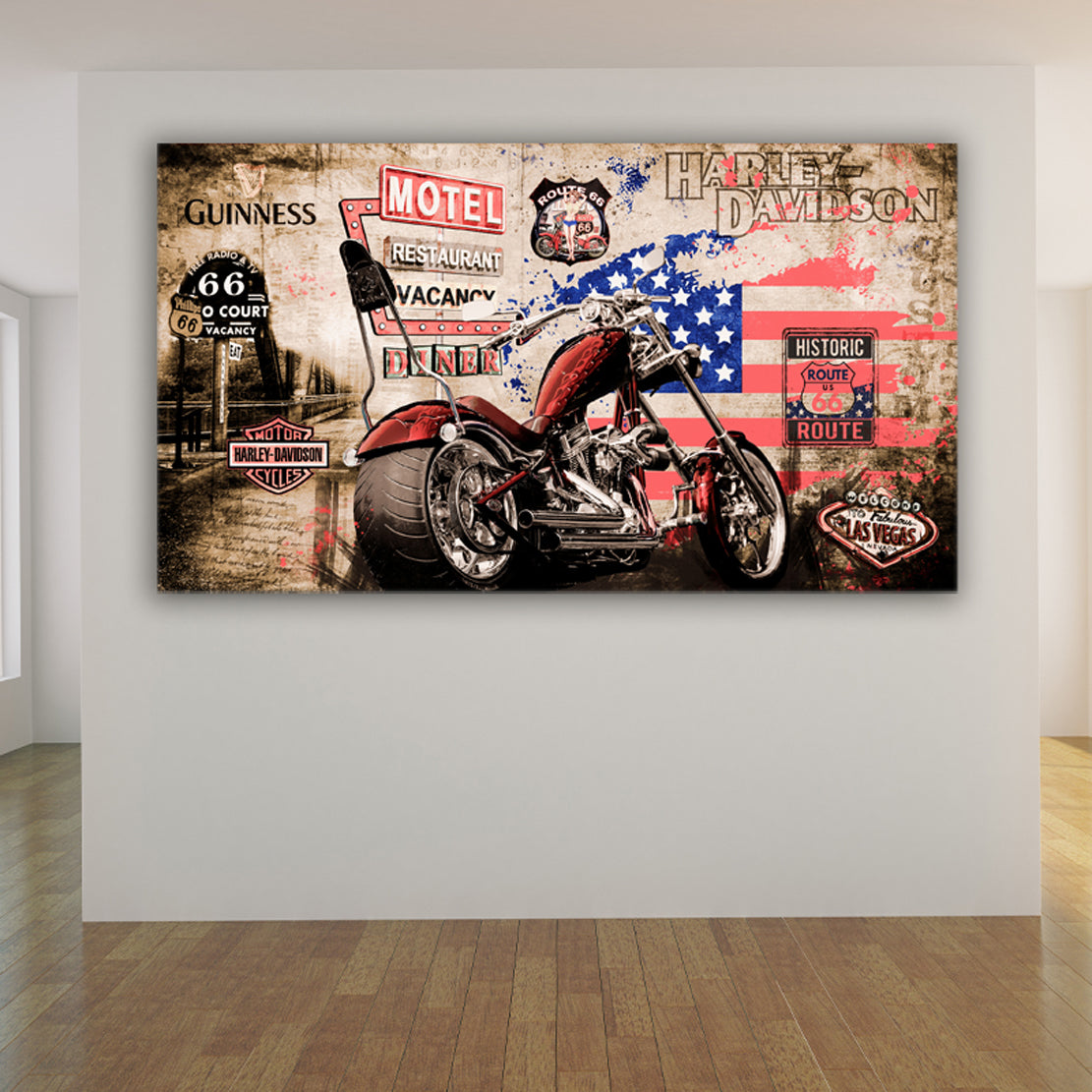 Quadro moto Harley Route 66 Retro Style