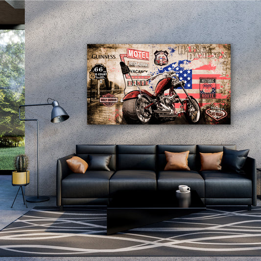 Quadro moto Harley Route 66 Retro Style