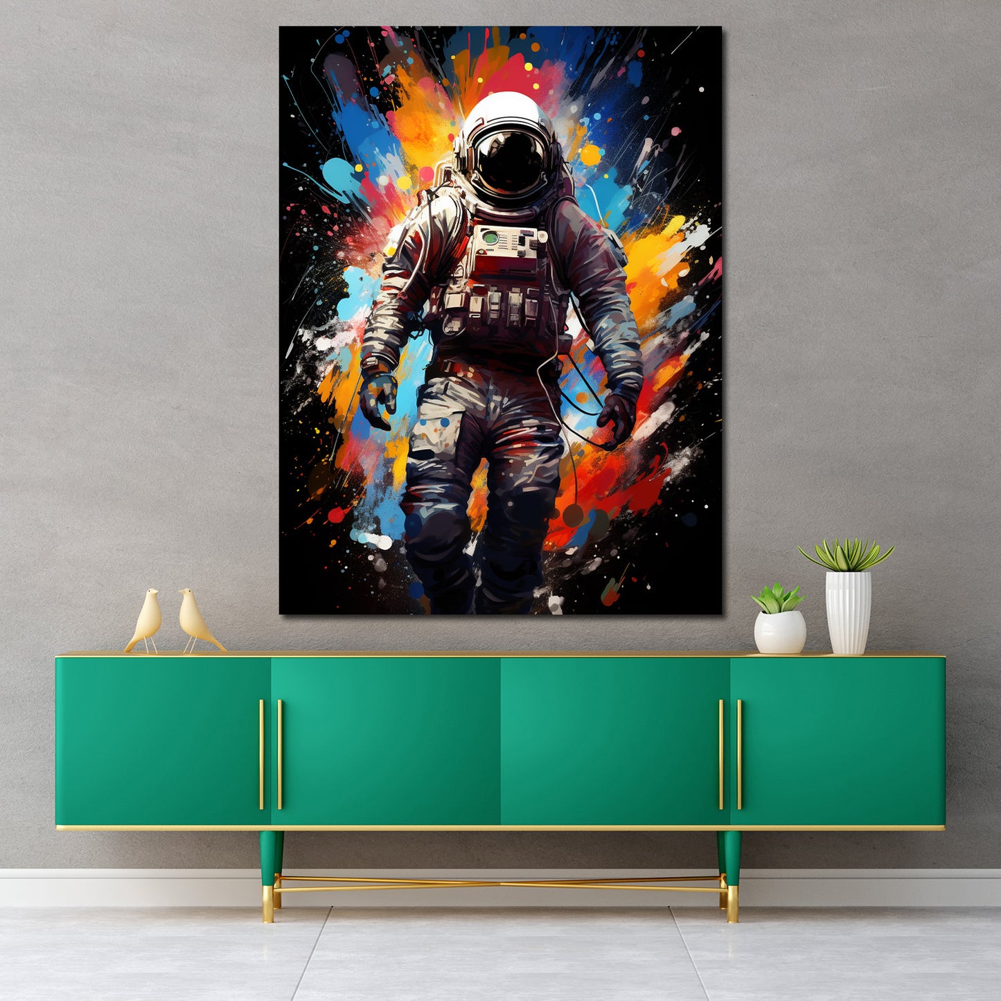 Quadro opera d'arte astratta astronauta, Pop Art Splash