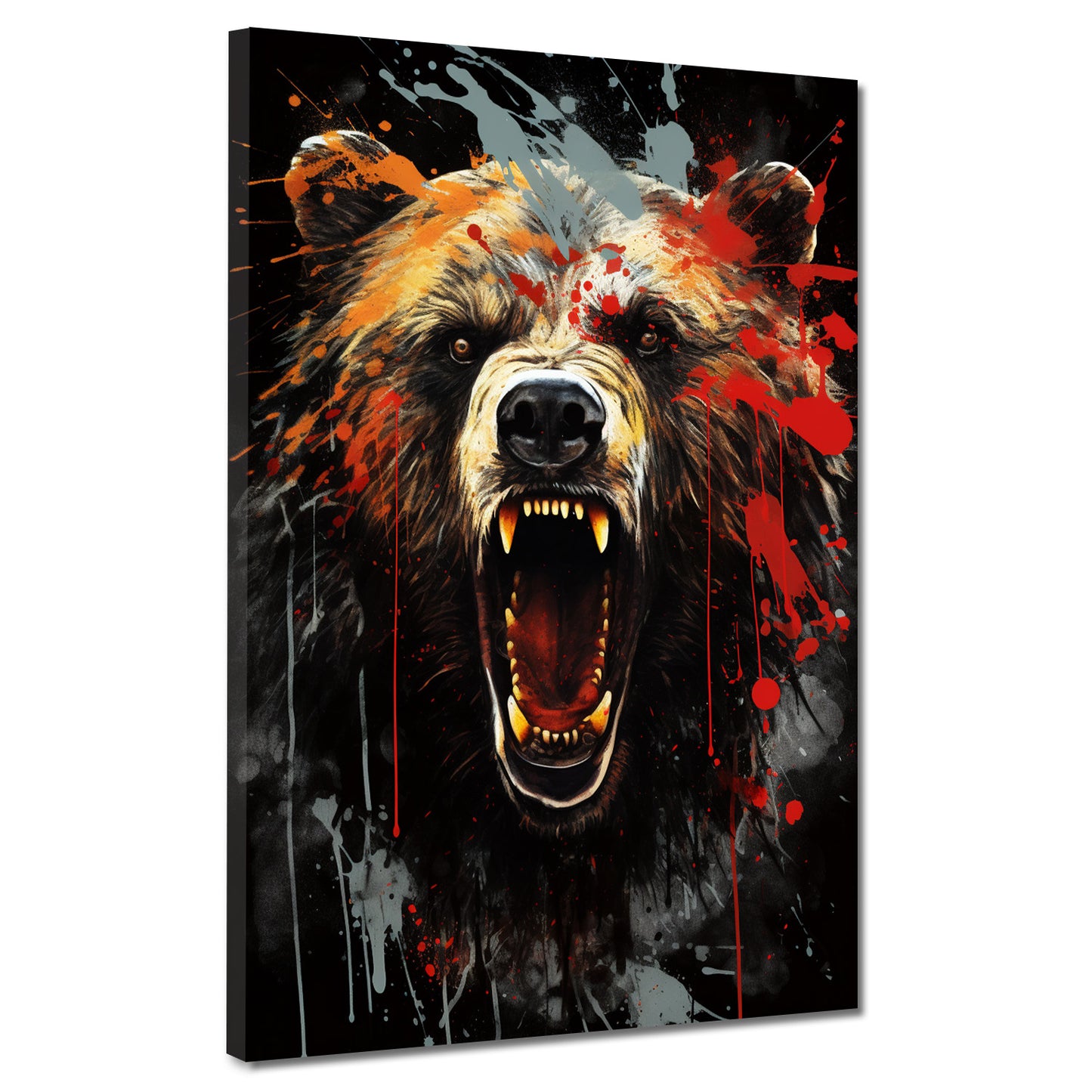 Quadro orso aggressivo astratto splash