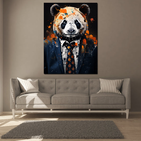 Quadro panda in abito blu Pop Art Splash