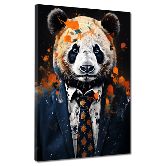 Quadro panda in abito blu Pop Art Splash