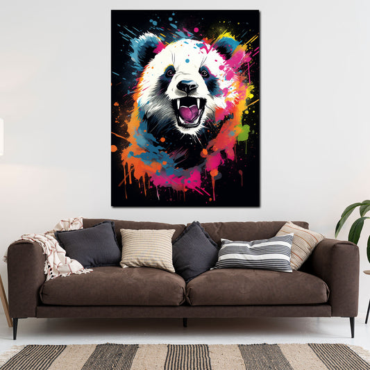 Quadro panda pop art splatter astratto