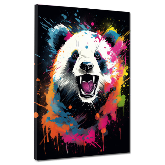 Quadro panda pop art splatter astratto