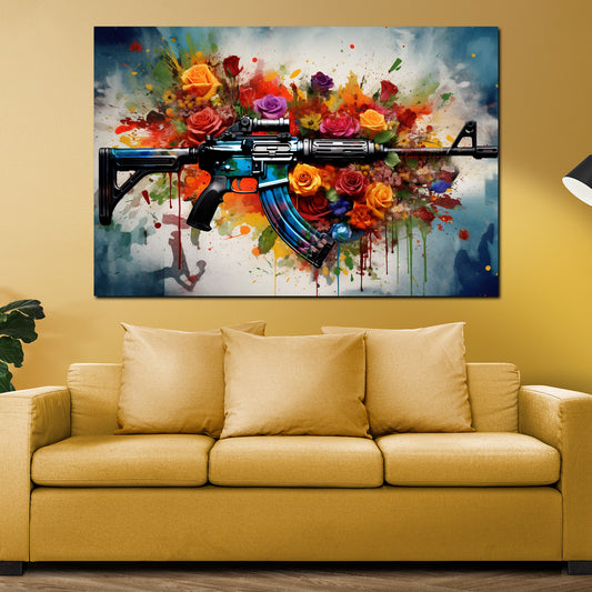 Quadro pop art AK astratto con fiori